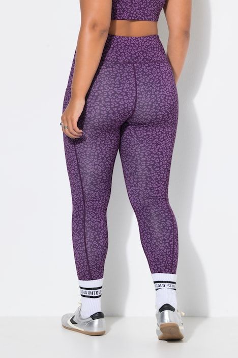 Collant de sport, longueur cheville et taille haute, imprimé léopard