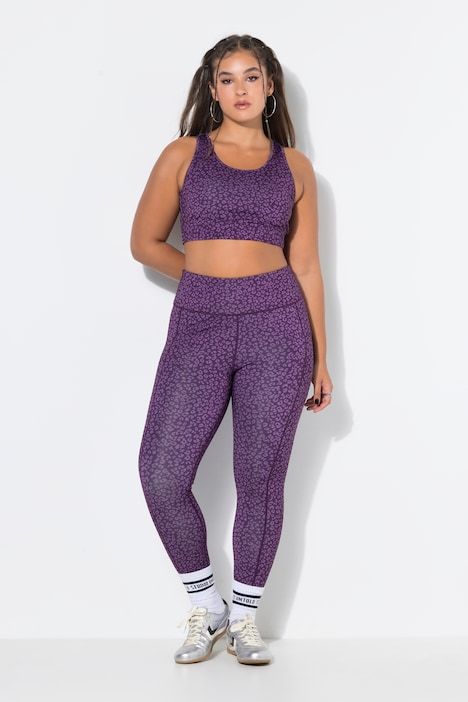 Collant de sport, longueur cheville et taille haute, imprimé léopard