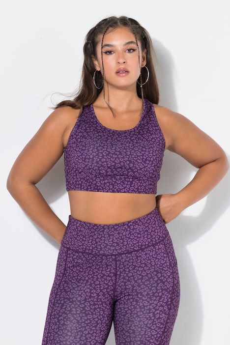 Brassière de sport à motif léopard et doublure en mesh