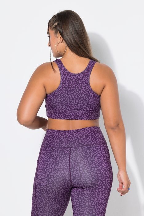 Brassière de sport à motif léopard et doublure en mesh