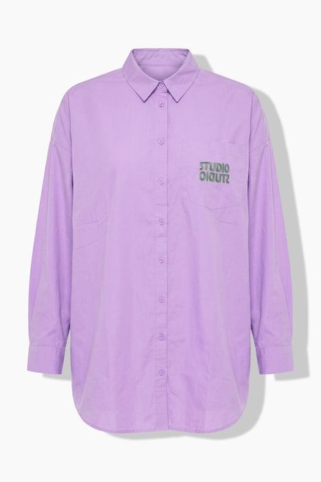 Chemisier oversized avec broderie sur la poche chemise
