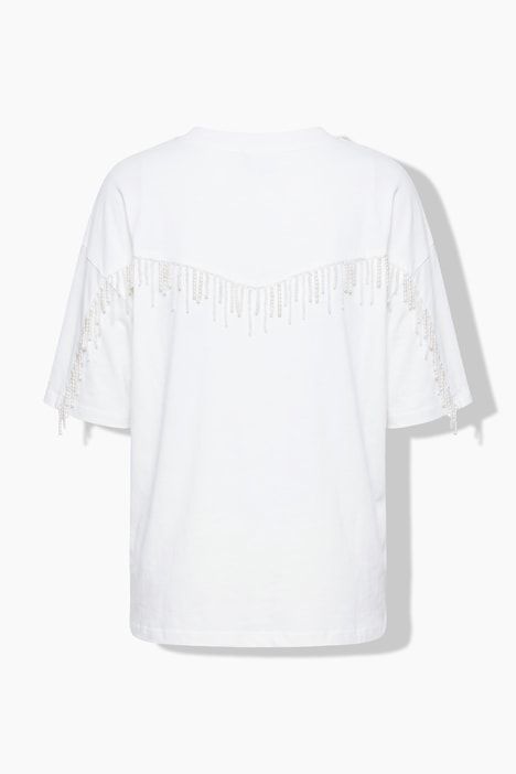 T-shirt oversize avec franges à perles