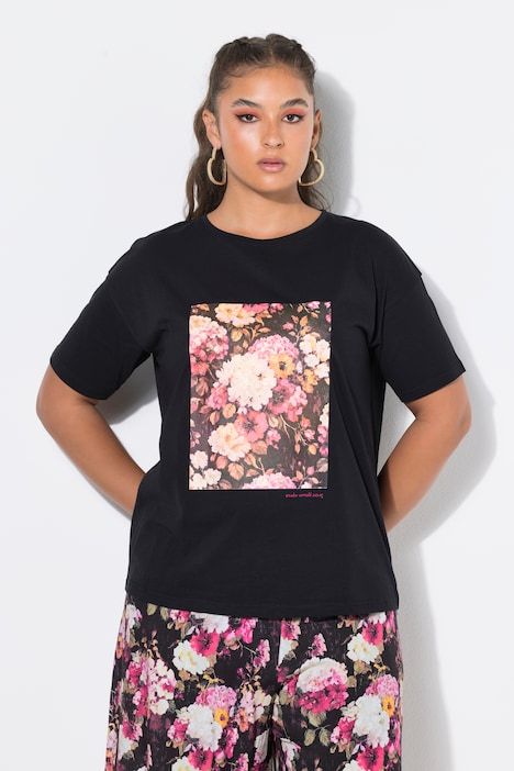T-shirt oversized, imprimé à fleurs scintillantes