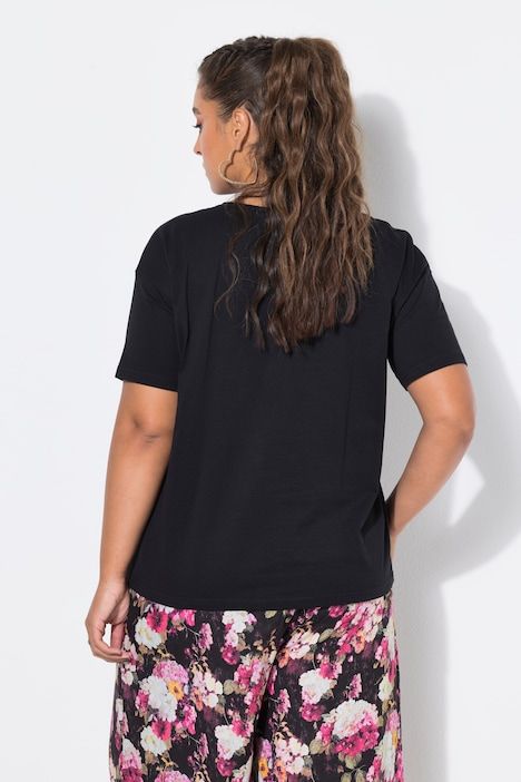 T-shirt oversized, imprimé à fleurs scintillantes