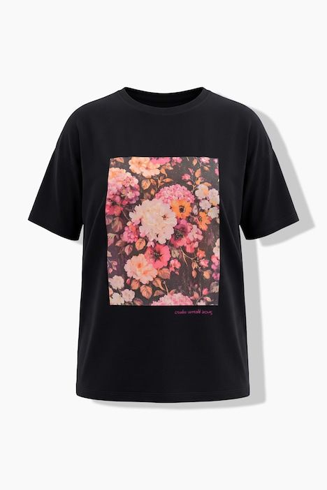 T-shirt oversized, imprimé à fleurs scintillantes