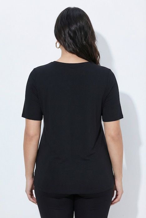 T-shirt en lyocell, pierres fantaisie, manches courtes et décolleté rond