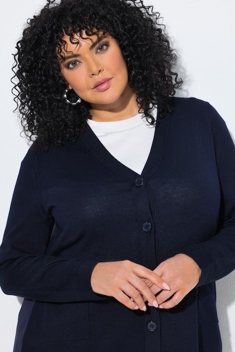 Cardigan avec empiècement en popeline, manches longues et décolleté en V
