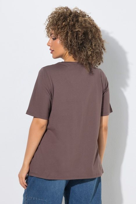 T-shirt avec message, décolleté en V et manches courtes, coupe Classic Fit