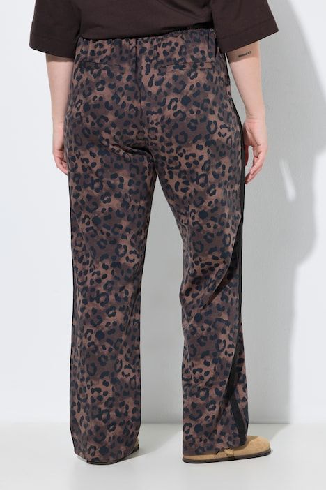 Pantalon Rose en molleton, motif léopard, jambe large et taille élastique