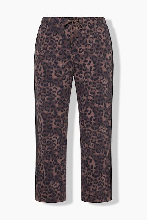 Pantalon Rose en molleton, motif léopard, jambe large et taille élastique