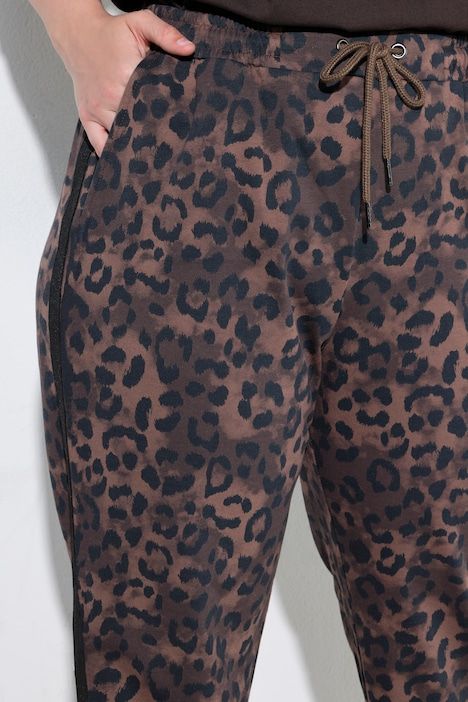 Pantalon Rose en molleton, motif léopard, jambe large et taille élastique
