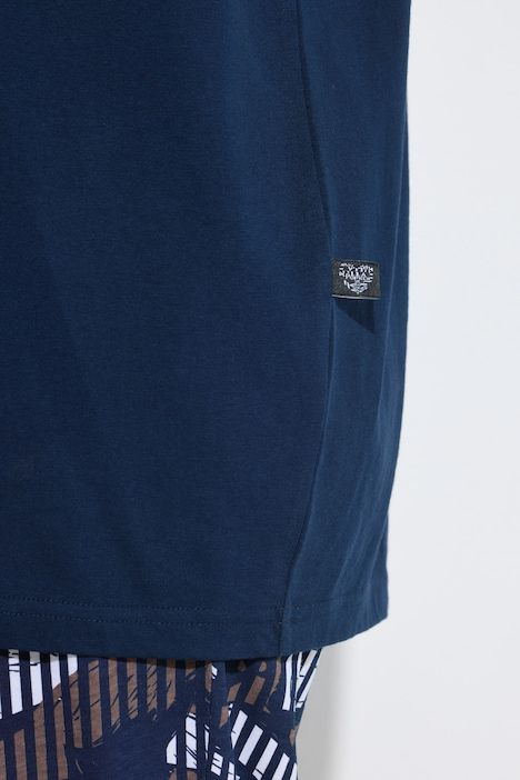 Pyjama, col rond, manches courtes, pantalon 3/4, poches