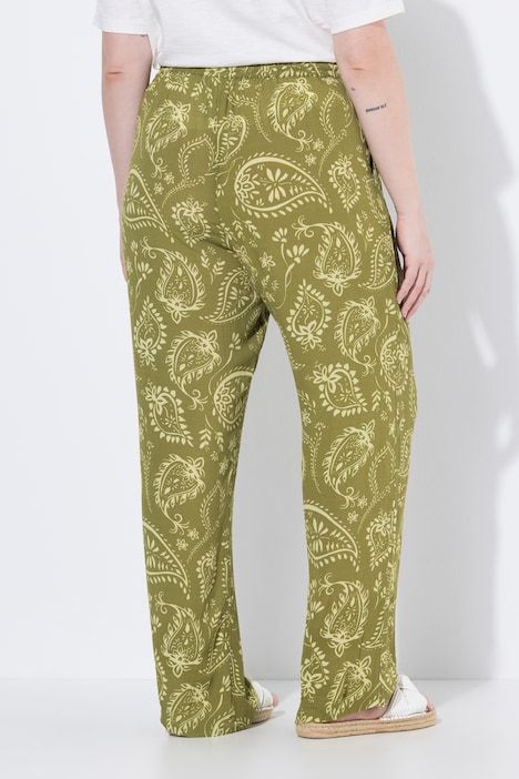 Pantalon, imprimé paisley, jambe large, ceinture élastique