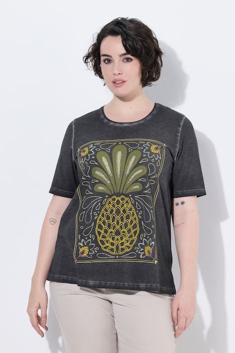 T-shirt, ananas, coupe classique, col rond, manches courtes