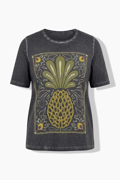 T-shirt, ananas, coupe classique, col rond, manches courtes