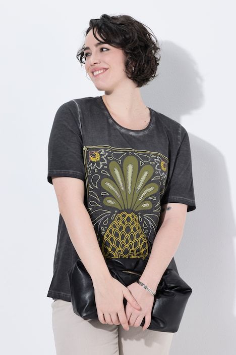 T-shirt, ananas, coupe classique, col rond, manches courtes