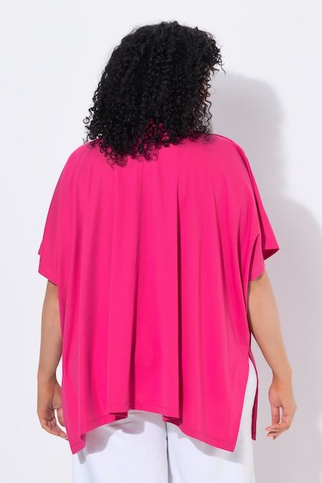 T-shirt, ourlet asymétrique, oversize, col rond, manches courtes