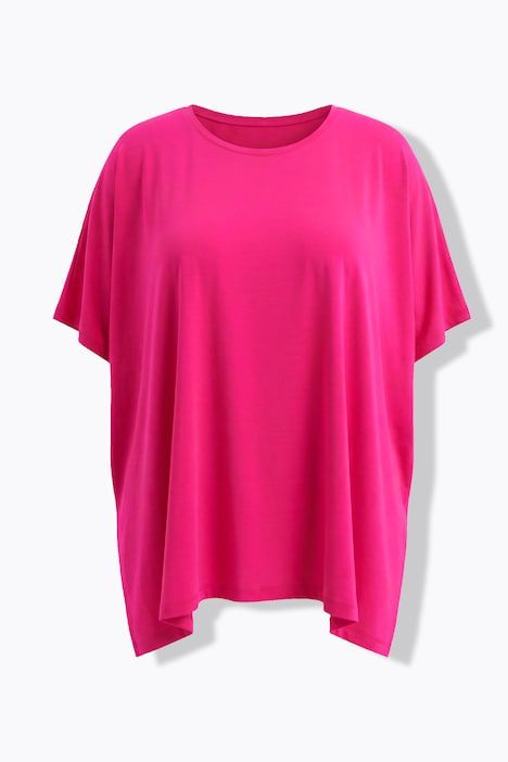 T-shirt, ourlet asymétrique, oversize, col rond, manches courtes