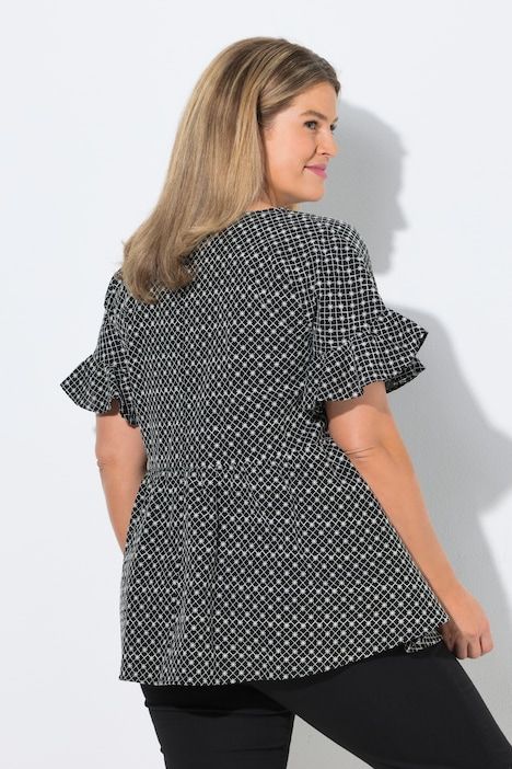 Veste esprit blouse à coupe évasée avec broderies florales et volants - en coton bio