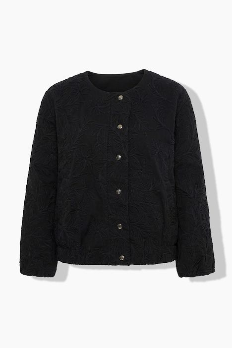 Blouson, broderie, col rond, ourlet élastique, manches longues