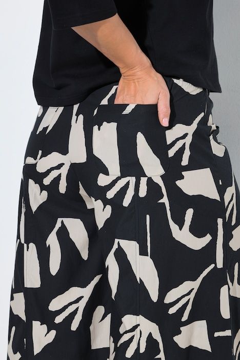 Jupe-culotte, fleurs, jambe large, ceinture élastique, coton bio
