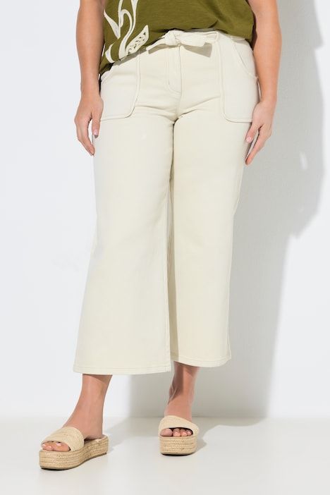Jupe-culotte en jean, jambe large, taille élastique, coton bio
