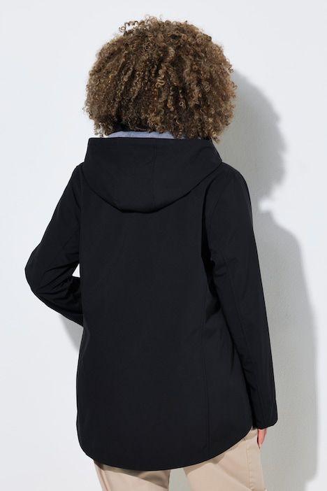 Veste Softshell HYPRAR, capuche et poches zippées, coupe plus longue à l'arrière