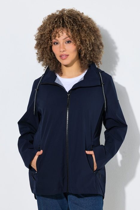 Veste Softshell HYPRAR, capuche et poches zippées, coupe plus longue à l'arrière