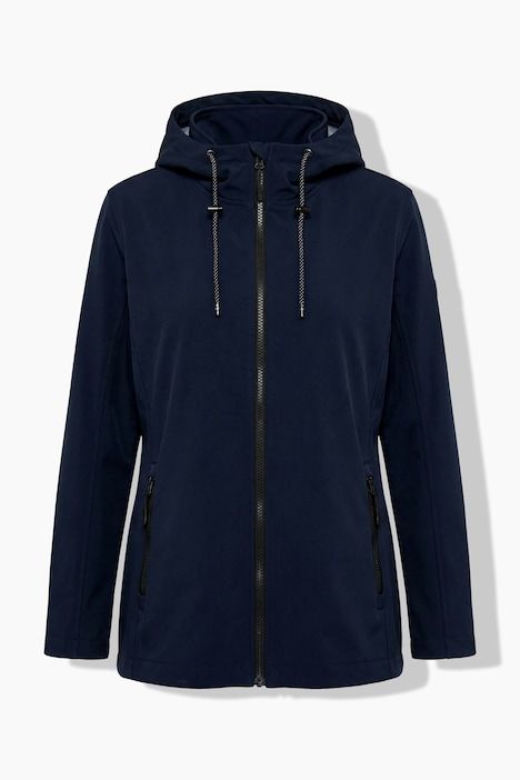 Veste Softshell HYPRAR, capuche et poches zippées, coupe plus longue à l'arrière
