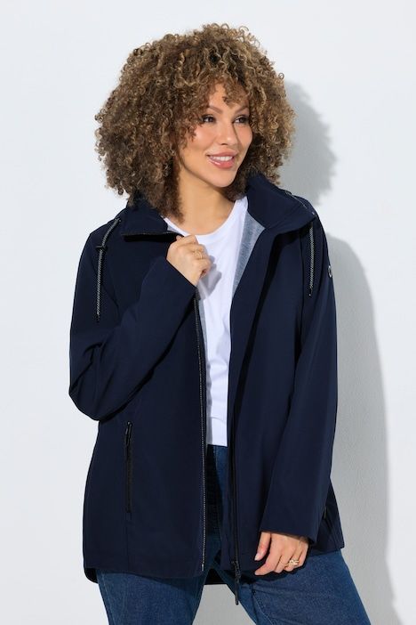 Veste Softshell HYPRAR, capuche et poches zippées, coupe plus longue à l'arrière