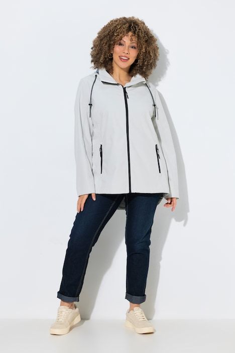 Veste Softshell HYPRAR, capuche et poches zippées, coupe plus longue à l'arrière