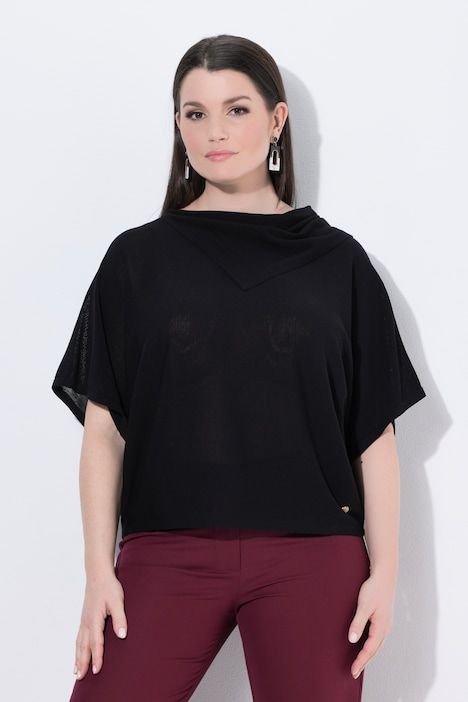 Pull, maille transversale, oversize, col montant, manches courtes