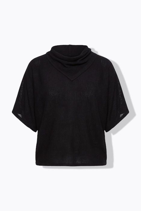 Pull, maille transversale, oversize, col montant, manches courtes