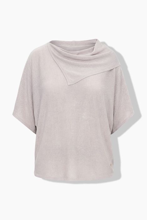 Pull, maille transversale, oversize, col montant, manches courtes