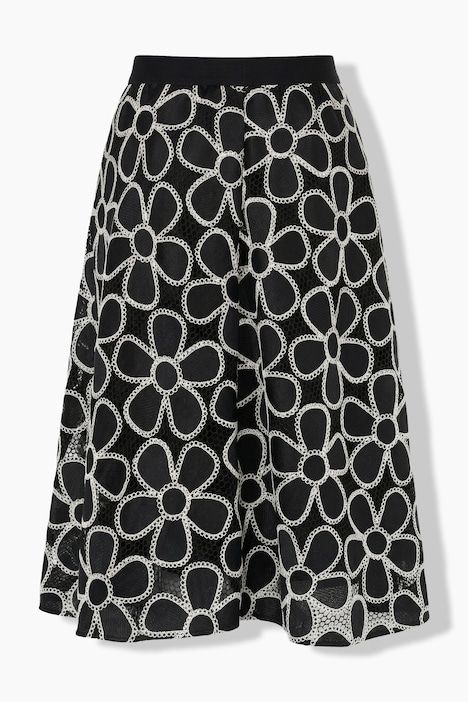 Robe en dentelle, longue midi et coupe évasée, taille élastique