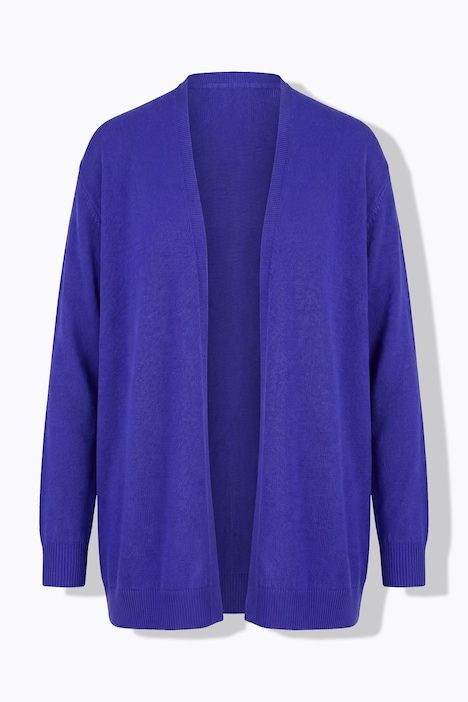 Cardigan, bords roulés, coupe en A, col calice, manches longues