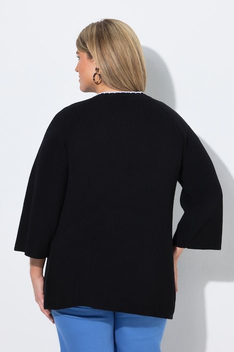 Gilet, bordures décoratives, col V, manches 3/4