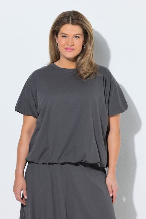 T-shirt ballon, oversize, col rond, manches courtes, coton bio