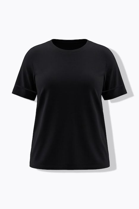 T-shirt, jersey côtelé, col rond, manches courtes, coton bio