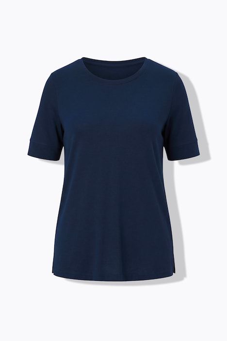 T-shirt, jersey côtelé, col rond, manches courtes, coton bio