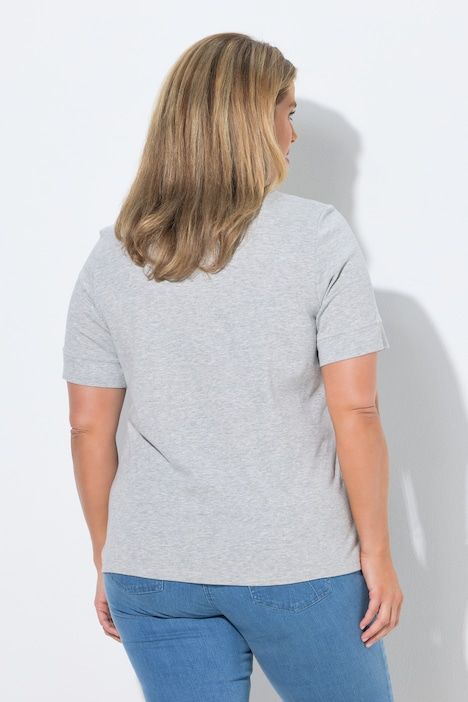 T-shirt, jersey côtelé, col rond, manches courtes, coton bio