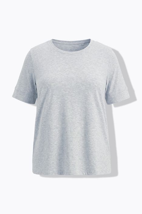 T-shirt, jersey côtelé, col rond, manches courtes, coton bio