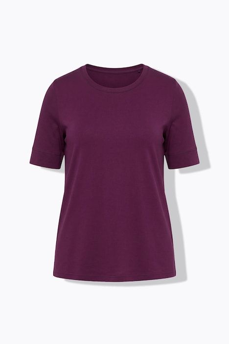 T-shirt, jersey côtelé, col rond, manches courtes, coton bio