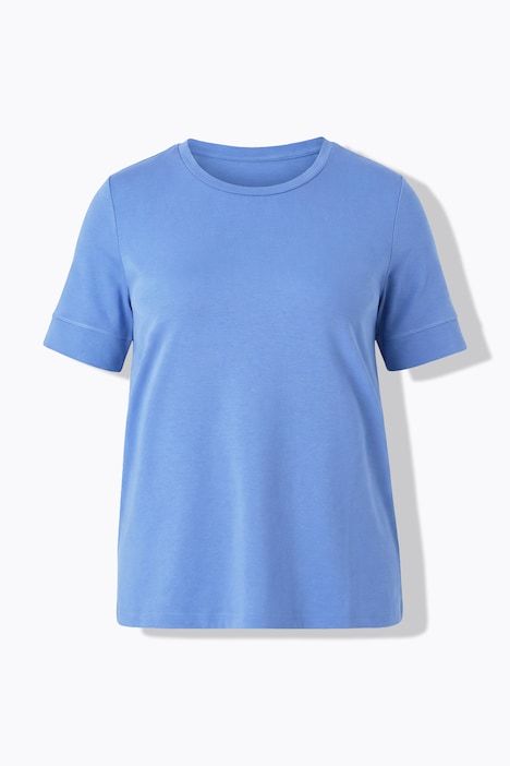 T-shirt, jersey côtelé, col rond, manches courtes, coton bio