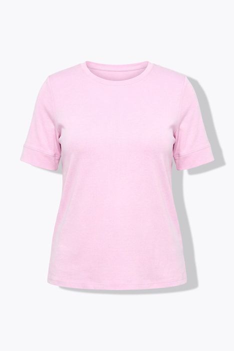 T-shirt, jersey côtelé, col rond, manches courtes, coton bio