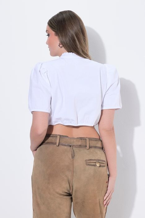 Chemisier de dirndl, ruban nœud en velours, col montant, manches courtes