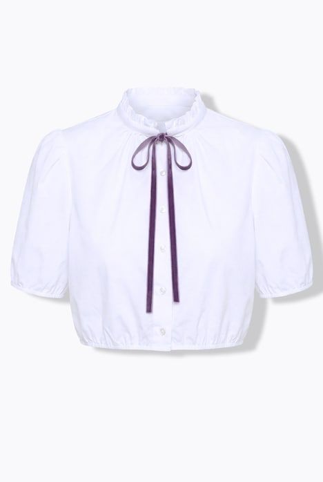 Chemisier de dirndl, ruban nœud en velours, col montant, manches courtes
