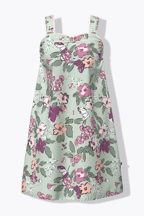 Tops oversize, lot de 2, imprimé floral/uni, col froncé
