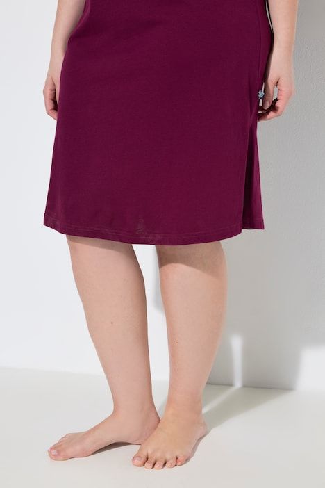 Lot de 2 chemises de nuit / T-shirts longs, motif à carreaux, décolleté rond et manches courtes