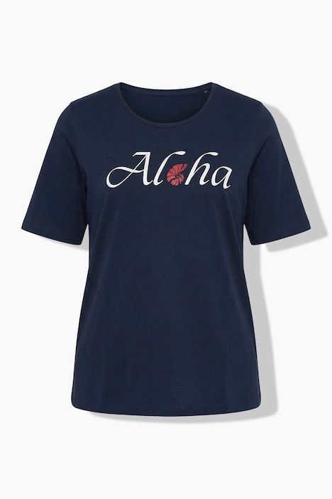 T-shirt, col rond, manches courtes et message imprimé